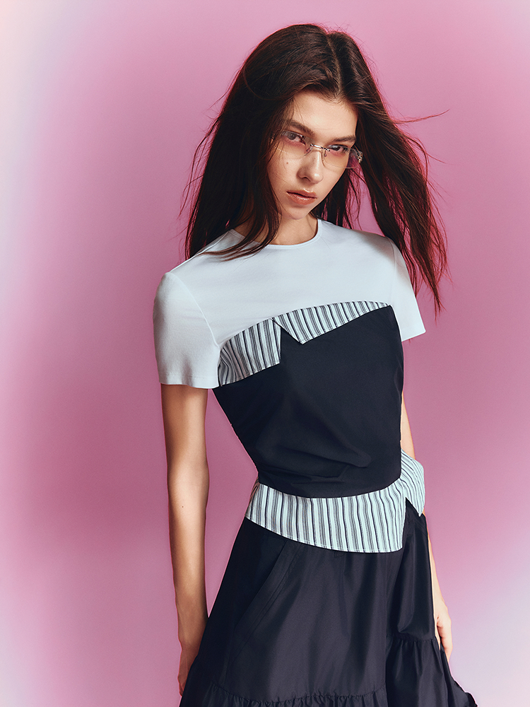 SALT.P可颜 2026夏季新款撞色假两件针织衫AC36260150