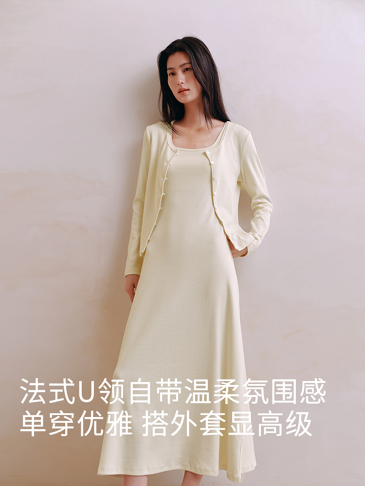 醋酸羊毛德绒磨毛带杯连衣裙8J35327140