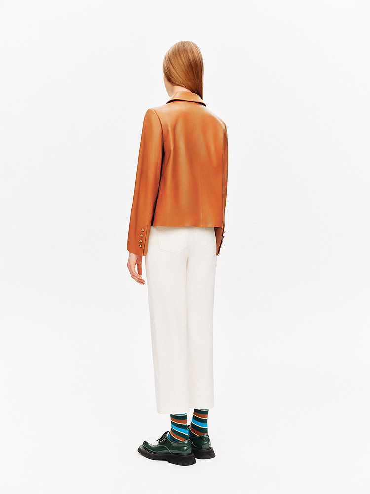 PSALTER诗篇 时尚翻领100%头层绵羊皮皮衣6C34309010