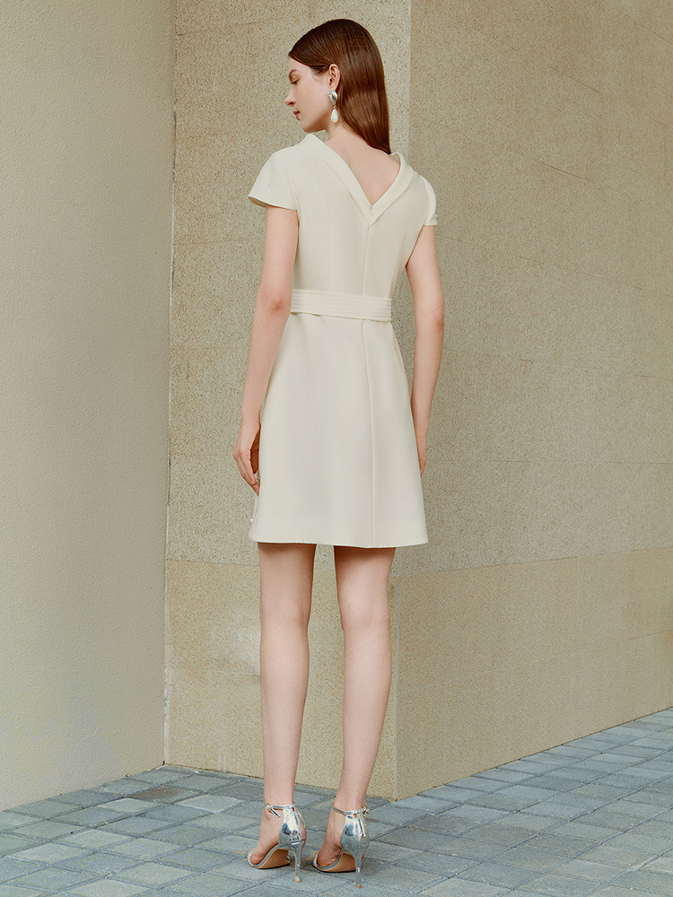 OBBLIGATO奥丽嘉朵2026夏季新款手工钉珠蝴蝶结腰带优雅连衣裙1C66205180