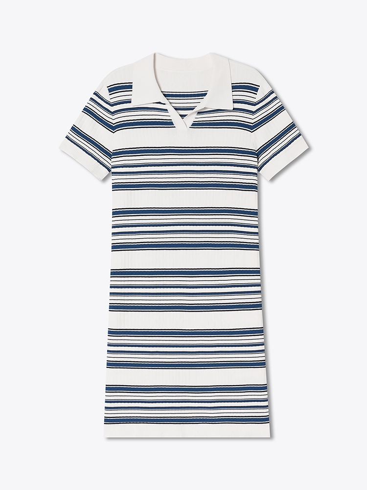 PSALTER诗篇 2026夏季新款蓝白条纹针织连衣裙6C66206373