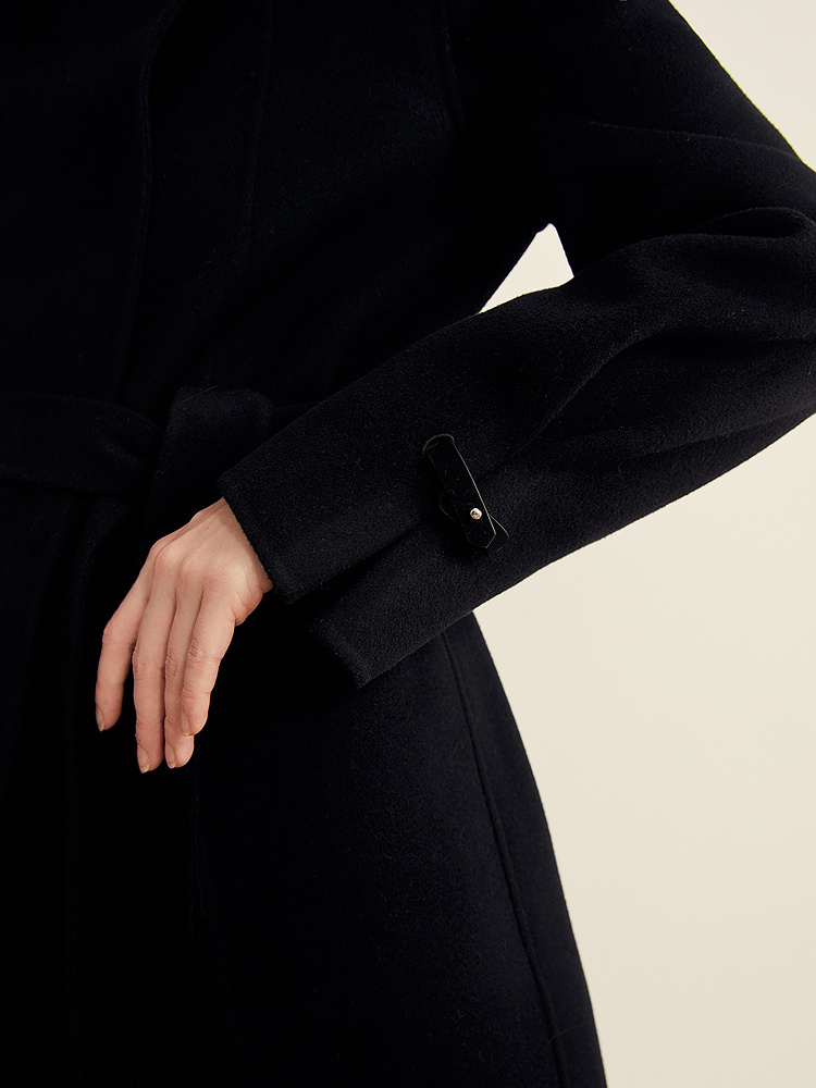 YINER音儿专选2025冬季新款立领翻领可切羊毛羊绒混纺双面呢大衣