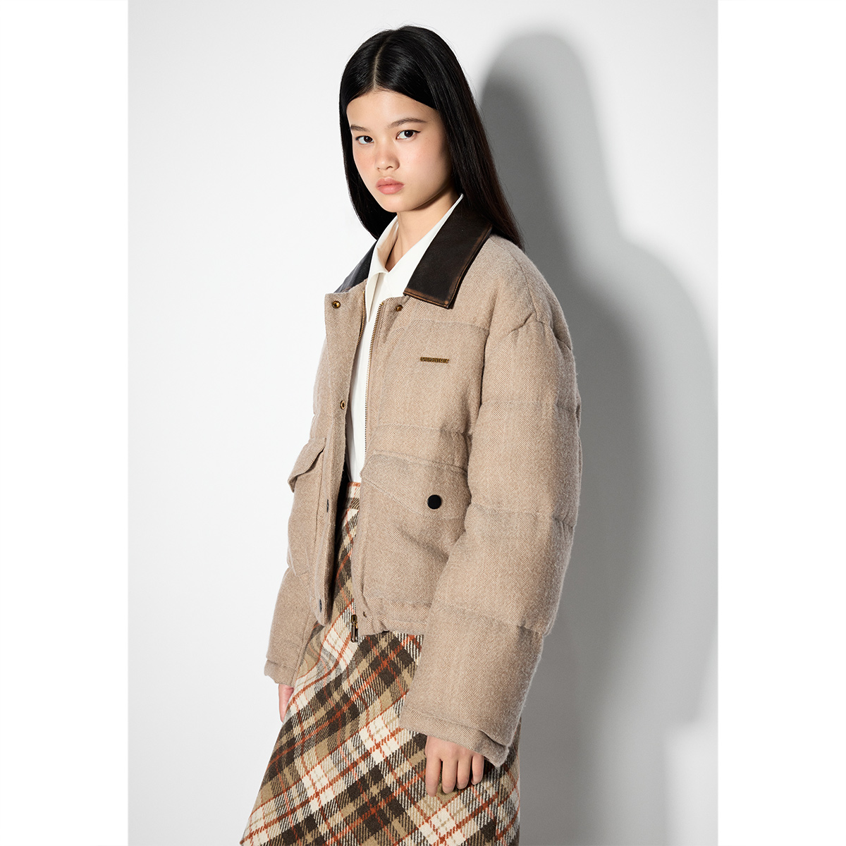 SALT.P可颜 2025冬季新款100%羊毛呢保暖羽绒服AC35508310