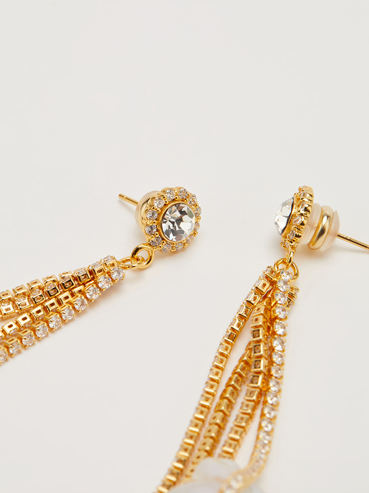 SongofSong歌中歌2024秋季金色钻链珍珠耳环5C34394020