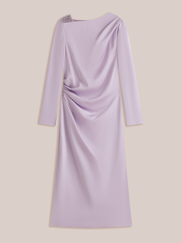 OBBLIGATO奥丽嘉朵2026秋季新款日本缎面醋酸荡领轻礼服连衣裙1C66305300