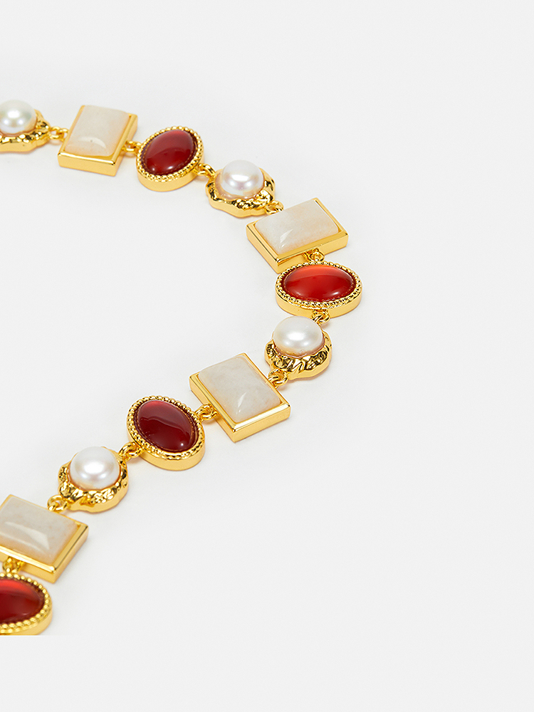 Song of Song歌中歌2024冬季金色红玛瑙点缀项链5C34596010