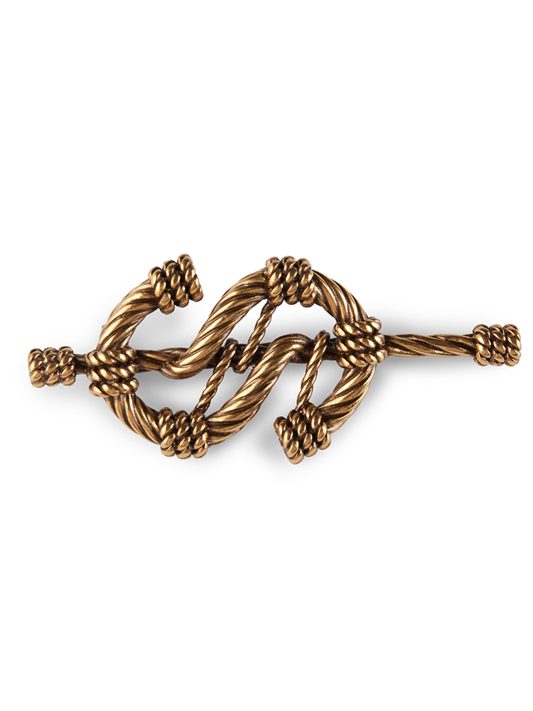 INSUN恩裳2024秋季复古金色几何编织女士胸针9C34394010