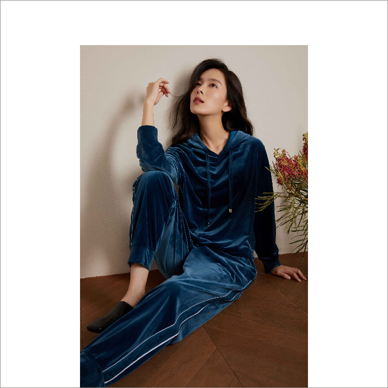 YINER LIFE秋冬轻奢蕾丝丝绒家居套装8J52527170