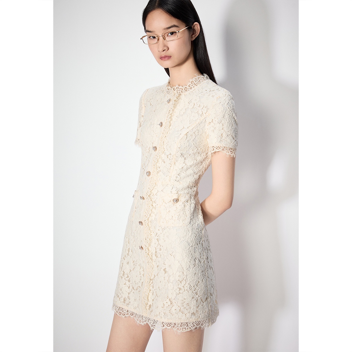 SALT.P可颜 2025夏季新款蕾丝花边连衣裙AC35205620