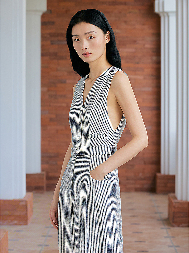 Song of Song歌中歌春季藏蓝条纹连体裤5C66102016