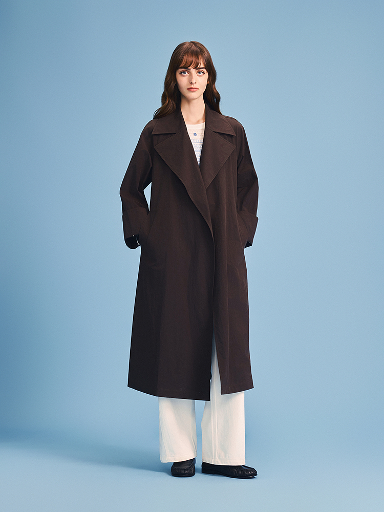 PSALTER诗篇 2026春季新款气质长款风衣6C66107043 配腰带