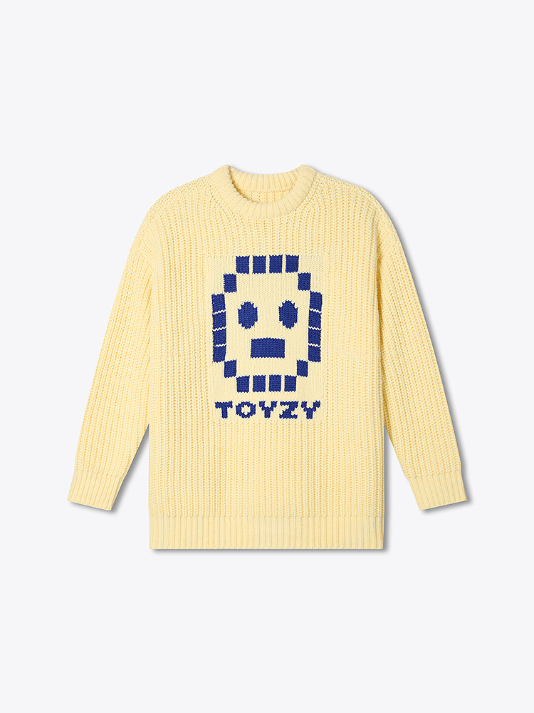 ToyzY24冬羊毛混纺宽松慵懒鹅黄笑脸毛衣ZC34506530
