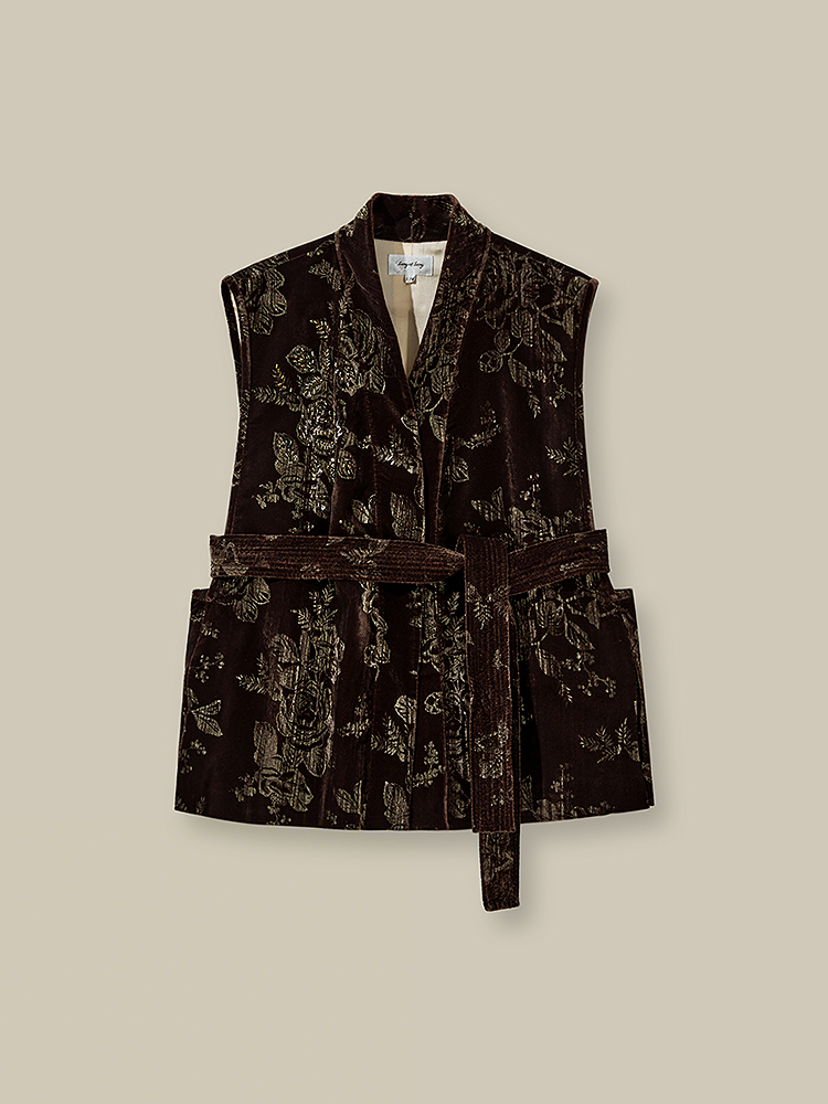 Song of Song歌中歌2026春季新品丝绒烫金马甲5C36101130