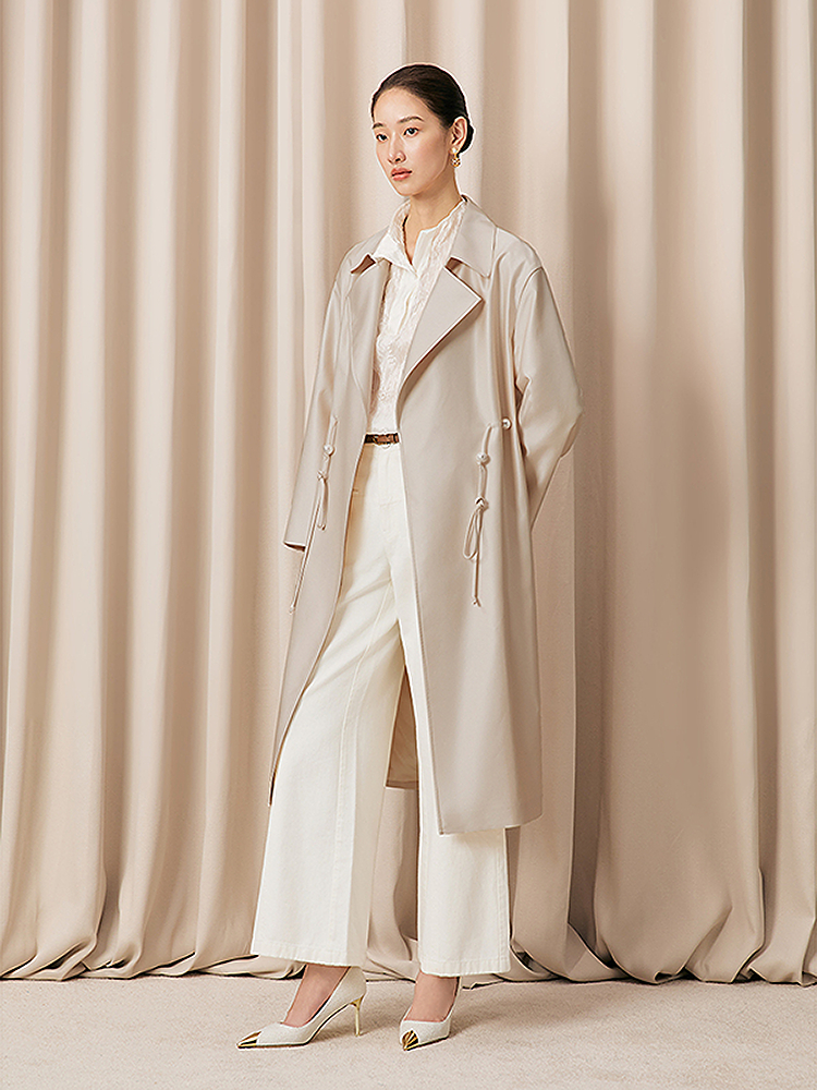 Song of Song歌中歌2026春季新品大翻领抽绳设计优雅风衣外套5C36107510