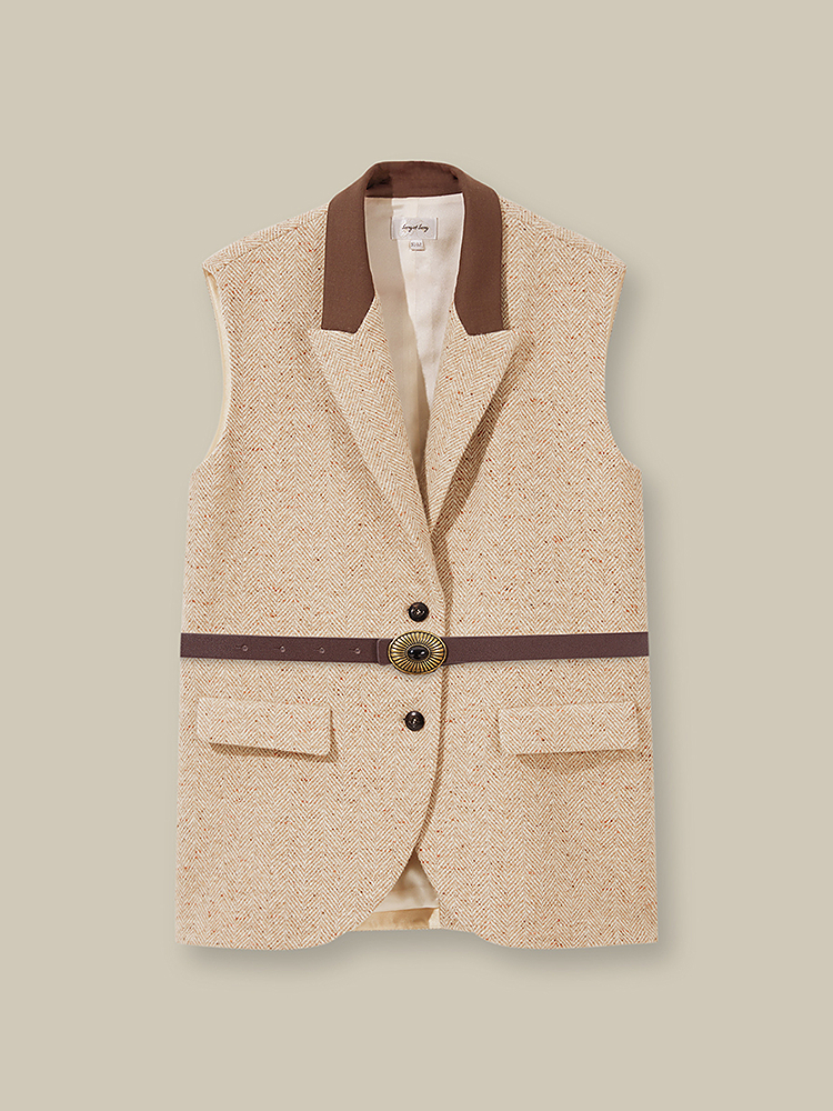 Song of Song歌中歌2025冬季细闪通勤绵羊毛高奢马甲5C65501026