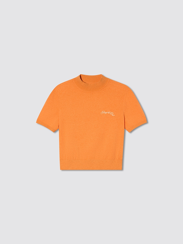 SALT.P可颜 2026春季新款复古“嬉皮风”亮橙色半高领毛衫AC36106350