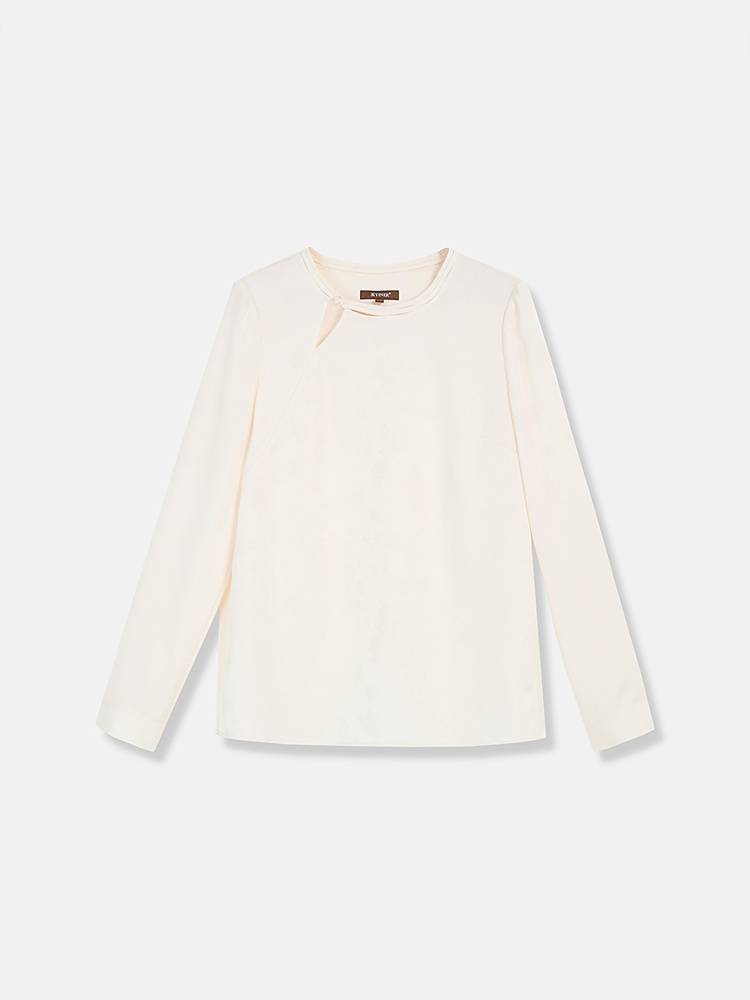 YINER音儿专选2026春季新款新中式重工盘扣圆领醋酸混纺衬衫上衣8C66170006