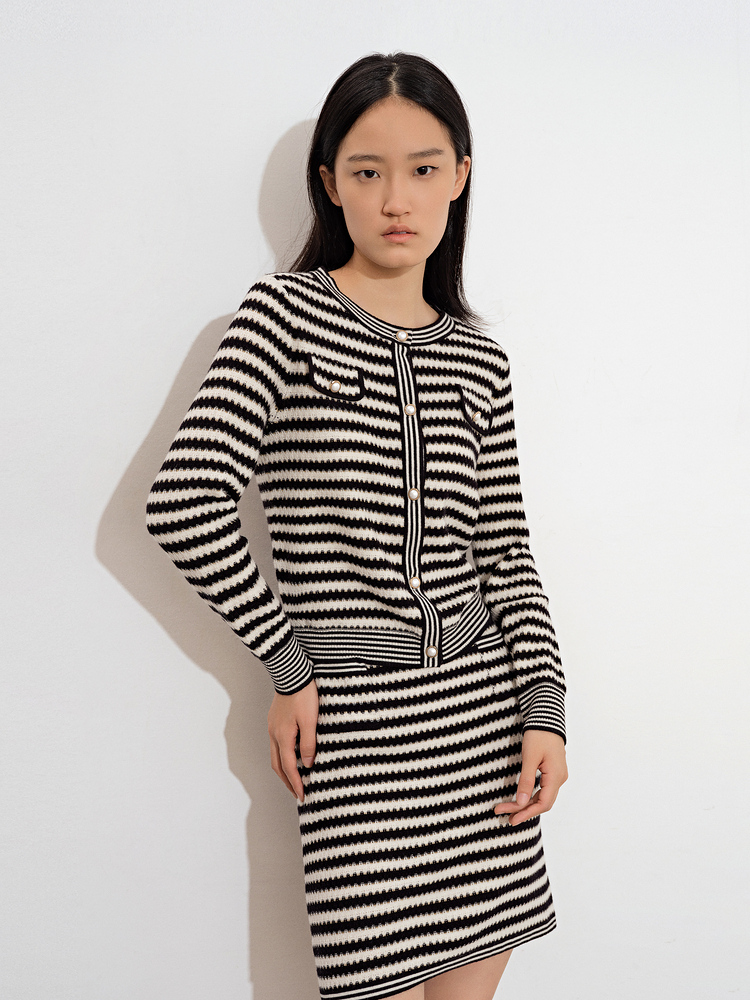 【诗统一下架】PSALTER诗篇 21秋气质条纹百搭毛衫上衣6C41306093