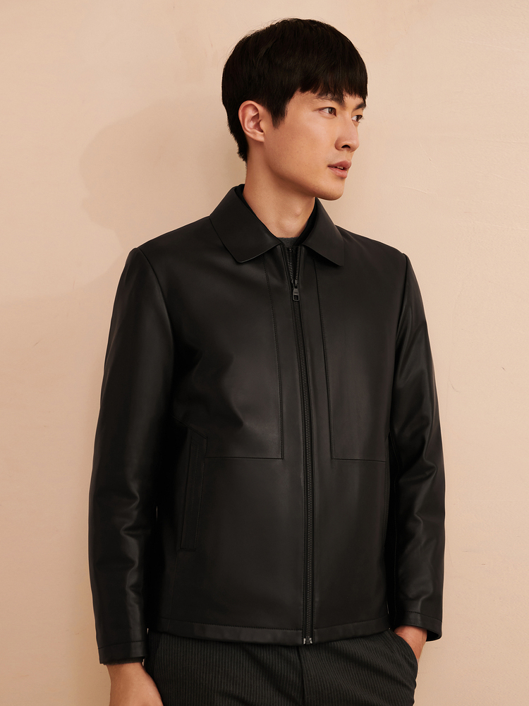 HEARDRO男装男士短款翻领真两件皮羽绒 8J52522150