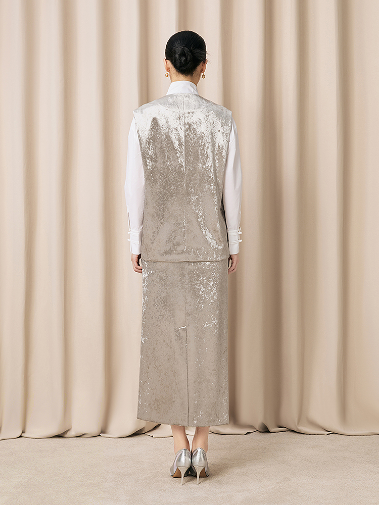 【钻石绒】Song of Song歌中歌2026春季新款高奢场合银灰马甲5C36101040