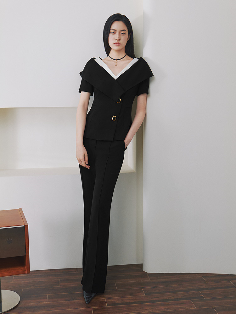 OBBLIGATO奥丽嘉朵2026夏季新款复古微喇商务通勤长裤西裤1C36220180