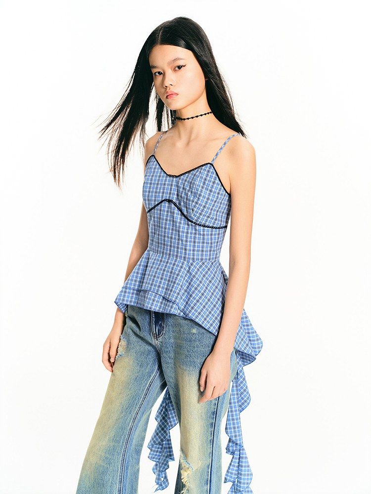 SALT.P可颜 2026春季新款撞色格纹吊带背心AC36104030