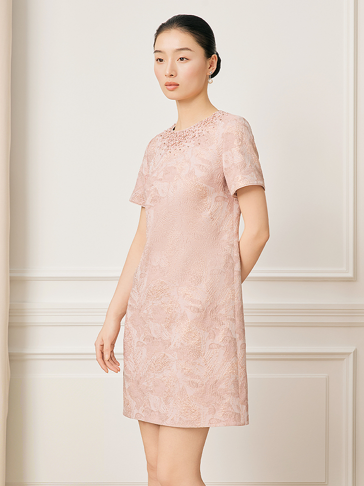 【法国面料】Song of Song歌中歌2026夏季新款奢华钉珠提花连衣裙5C66205156