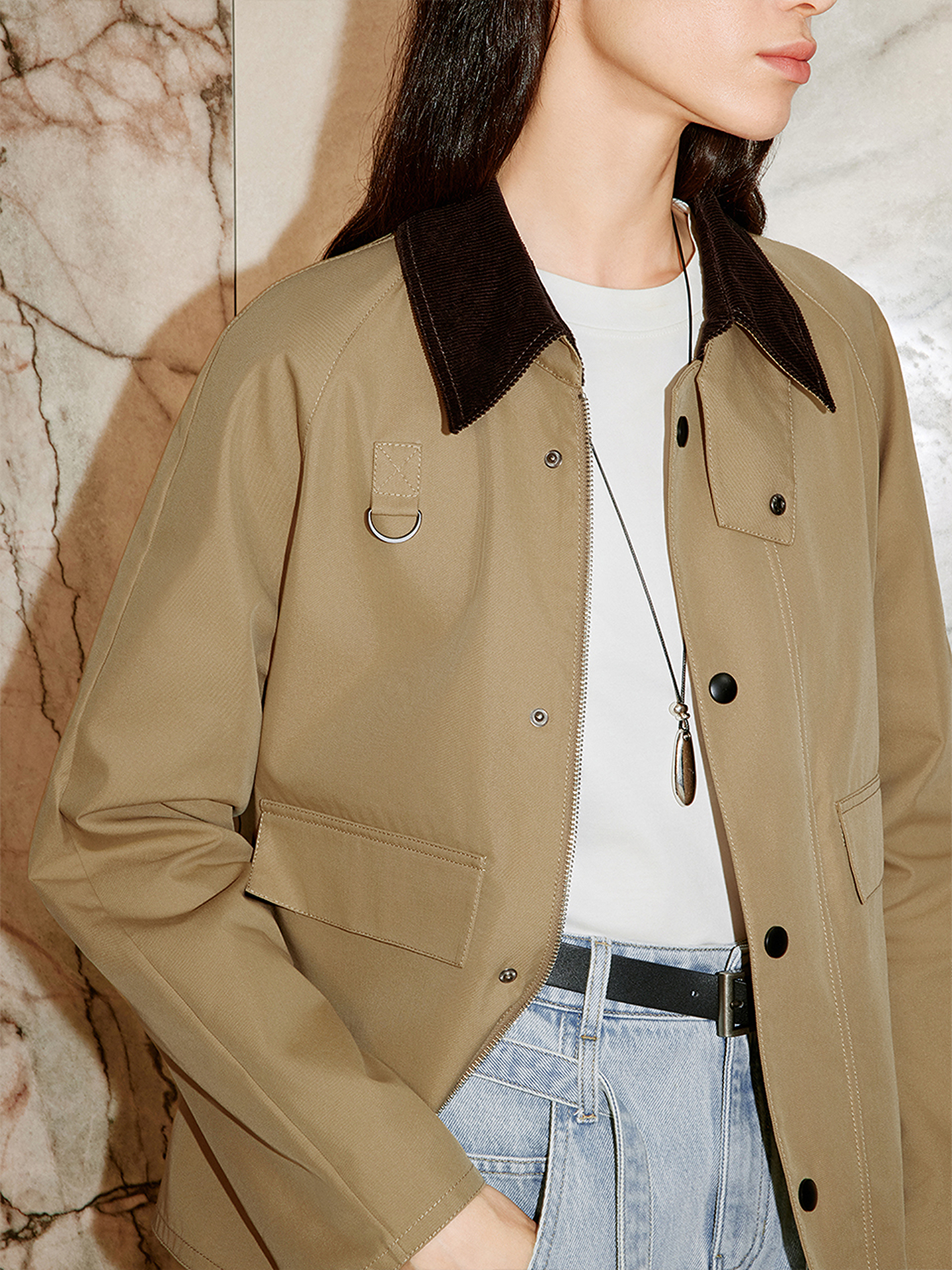 COVERINS2026春新款巴恩风灯芯绒翻领工装夹克CC36110210