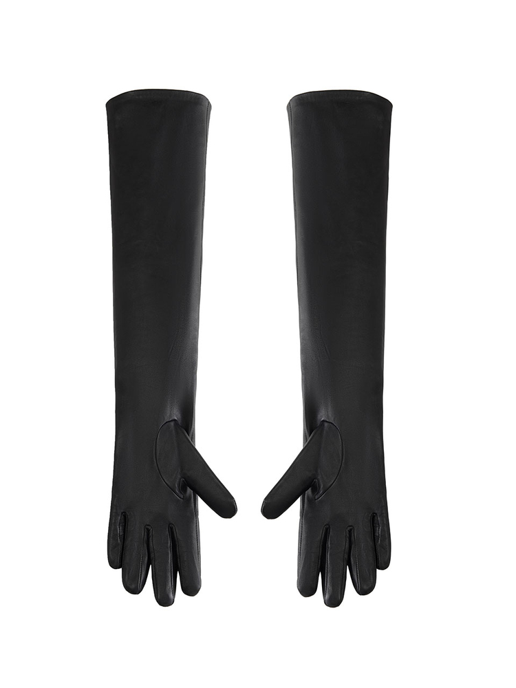 INSUN恩裳2024秋季摩登黑色绵羊皮真皮手套9C34393020