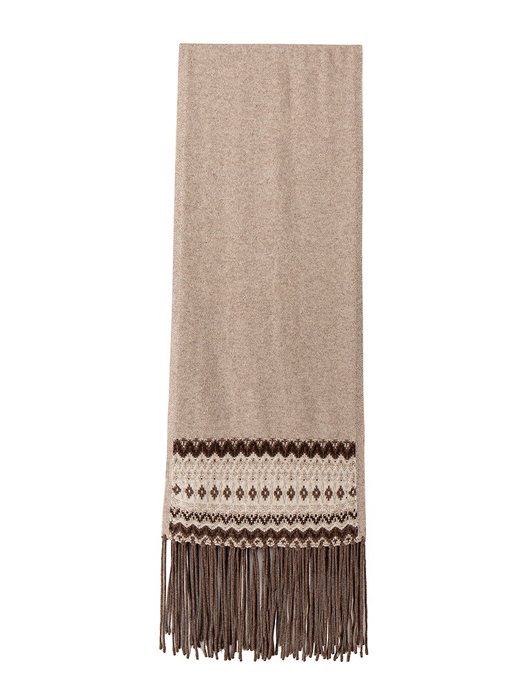 INSUN恩裳2025秋季老钱风羊毛牦牛绒流苏围巾9C35390030