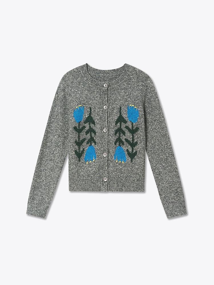 ToyzY2026春季新款花朵提花羊毛针织衫ZC36106690