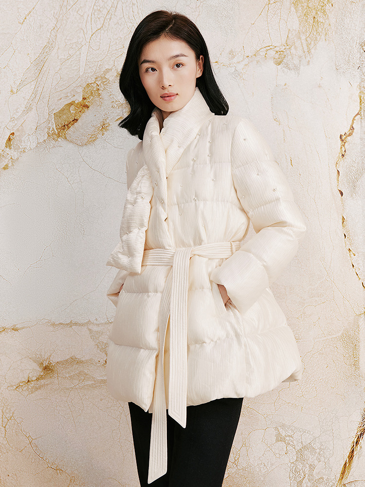 OBBLIGATO奥丽嘉朵2026冬季新款围巾式立领钉珠收腰保暖羽绒服1C66508520