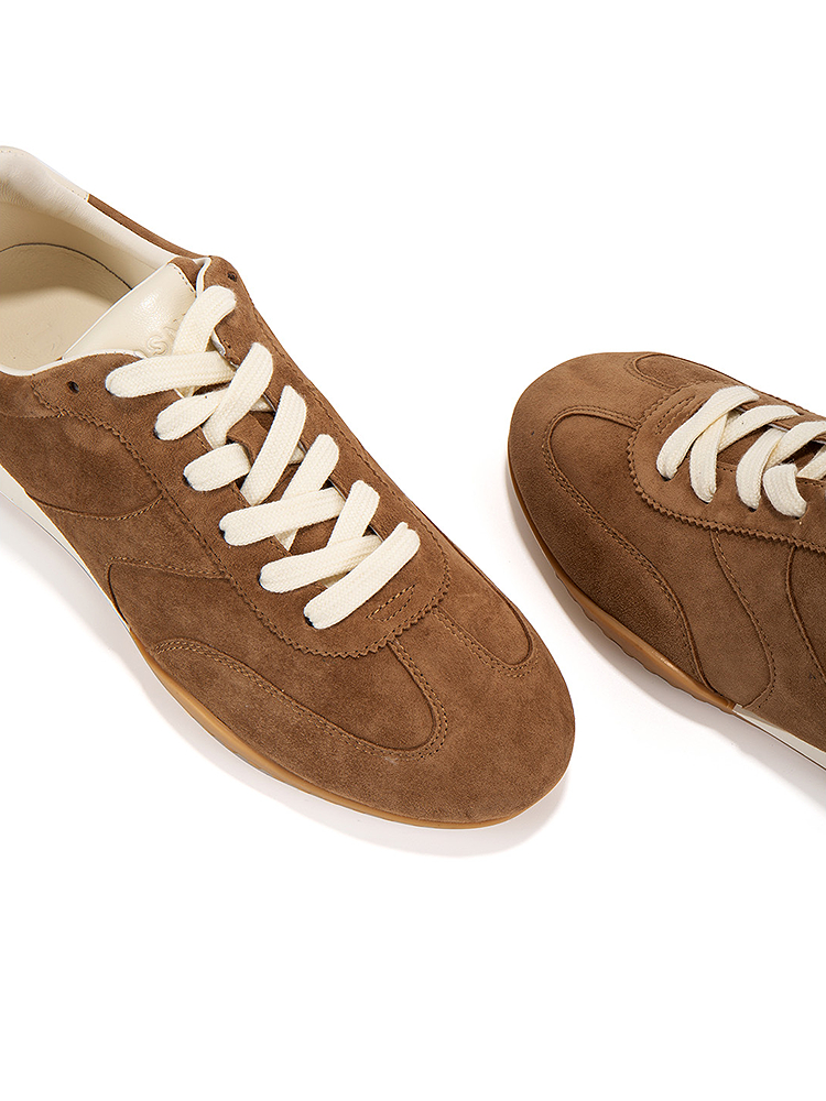 INSUN恩裳2025秋季休闲美拉德复古羊反绒德训鞋9C35392020