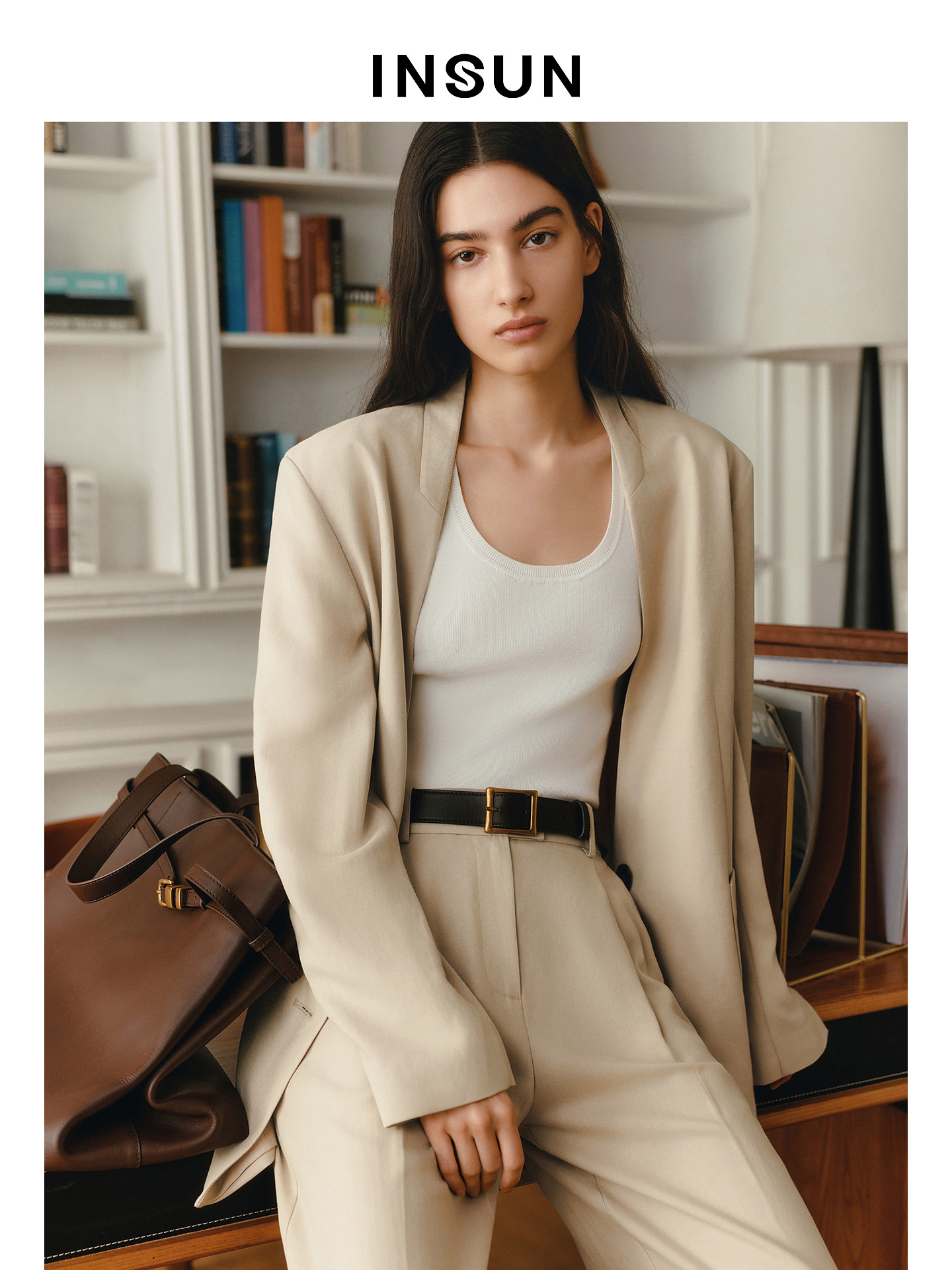 INSUN恩裳2026夏季高智感斜纹肌理设计莱赛尔西装外套9C36210290