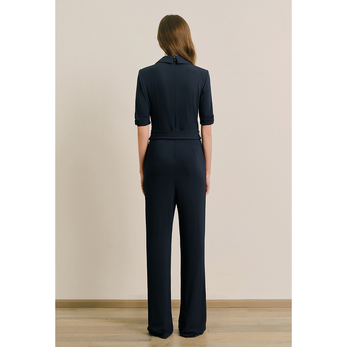 OBBLIGATO奥丽嘉朵2025夏季新品藏蓝色商务气质连体裤1C35202090
