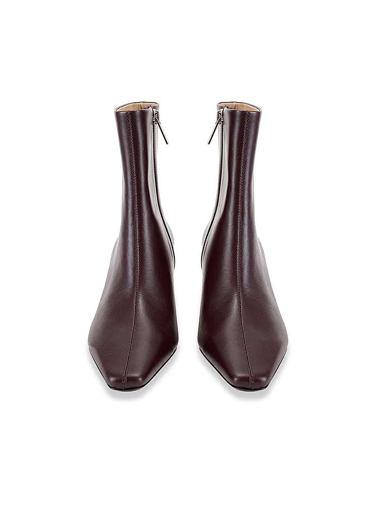 Song of Song歌中歌冬季酒红羊皮中筒靴女士鞋5C35592020