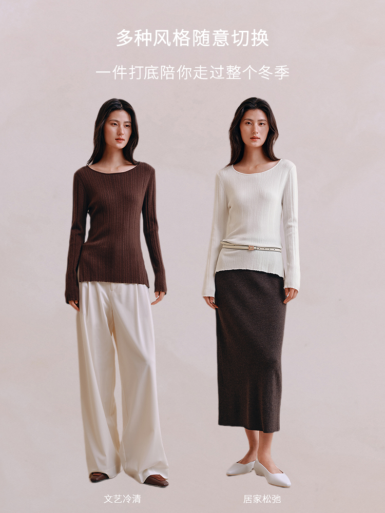 立体竖纹德绒羊毛针织衫8J35327180