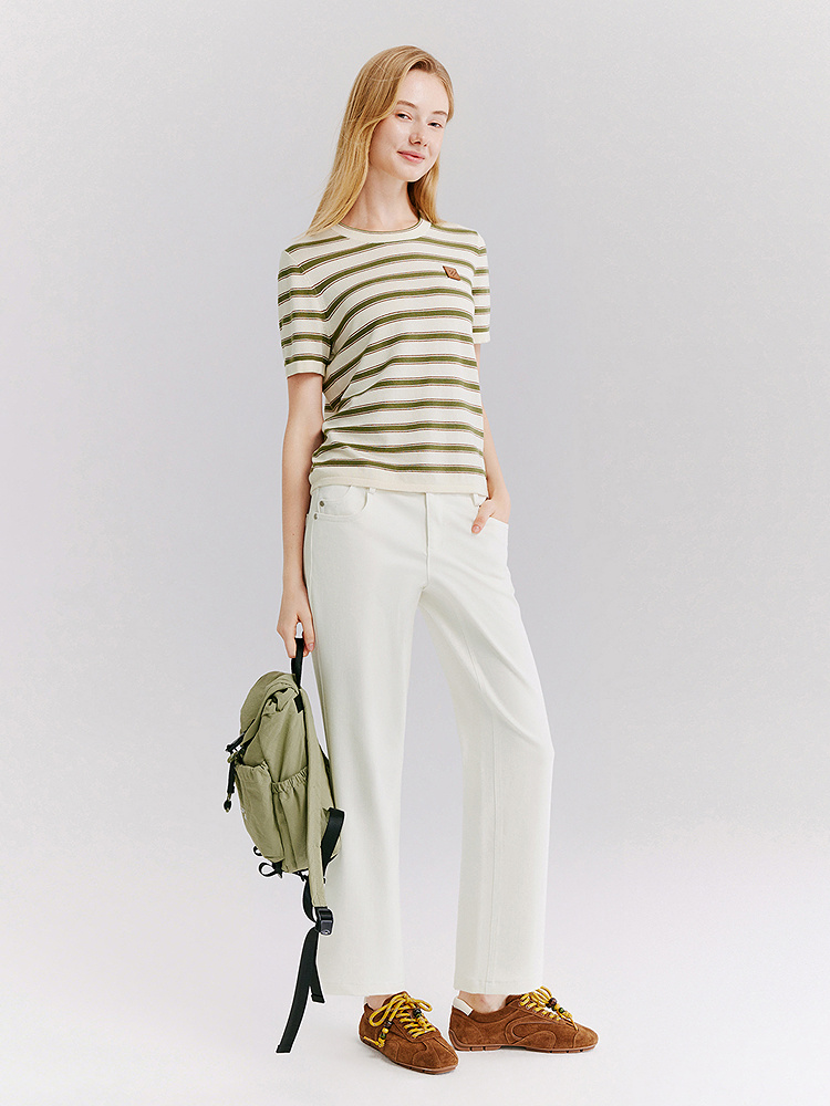 XII BASKET十二篮26秋新款四面弹高腰九分微喇牛仔裤显瘦休闲通勤长裤7C36320450