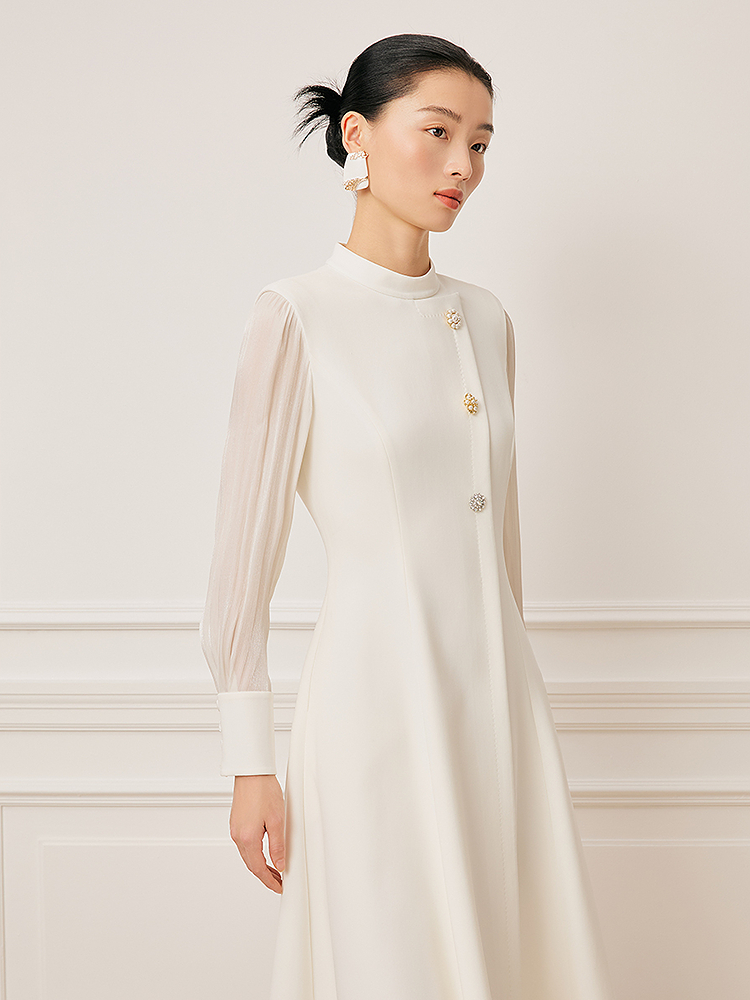 Song of Song歌中歌2026春季优雅白钉珠装饰连衣裙5C66105160