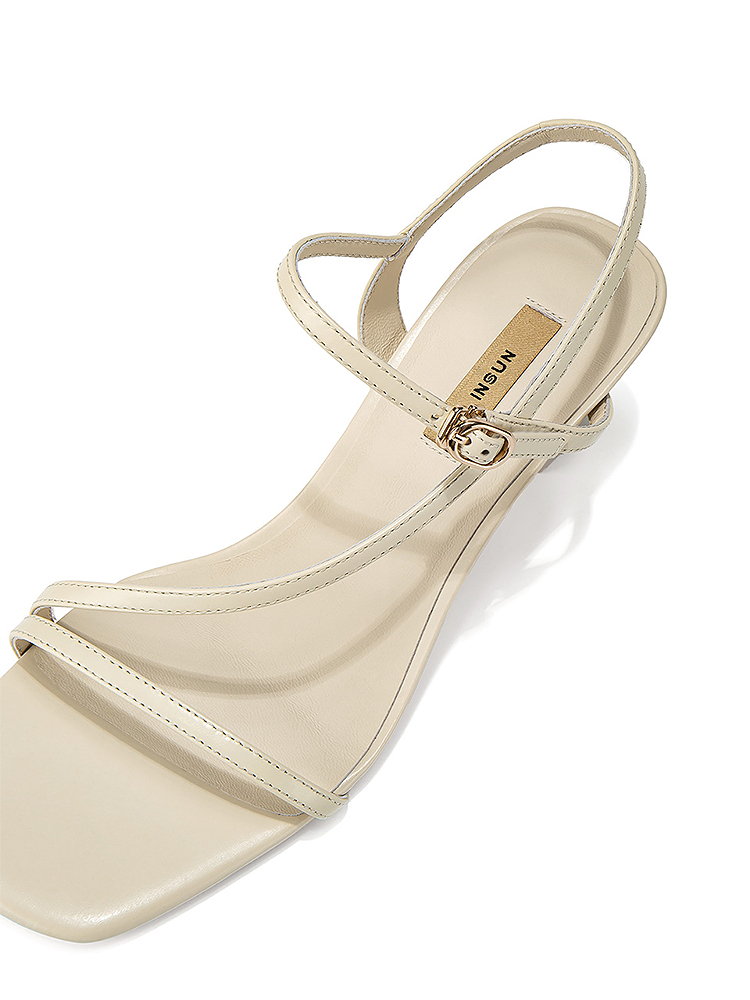 INSUN恩裳2025夏季时尚一字带真皮高跟凉鞋9C35292030