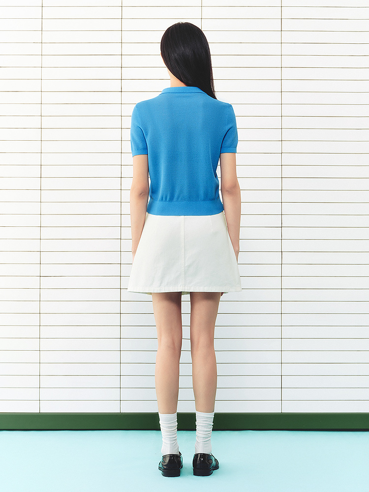 ToyzY2026夏季新款活力亮蓝色翻领刺绣透气针织衫ZC36206540
