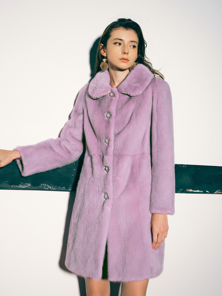 PSALTER诗篇 精致淑女风珍钻点缀100%水貂皮皮草外套6C62109313