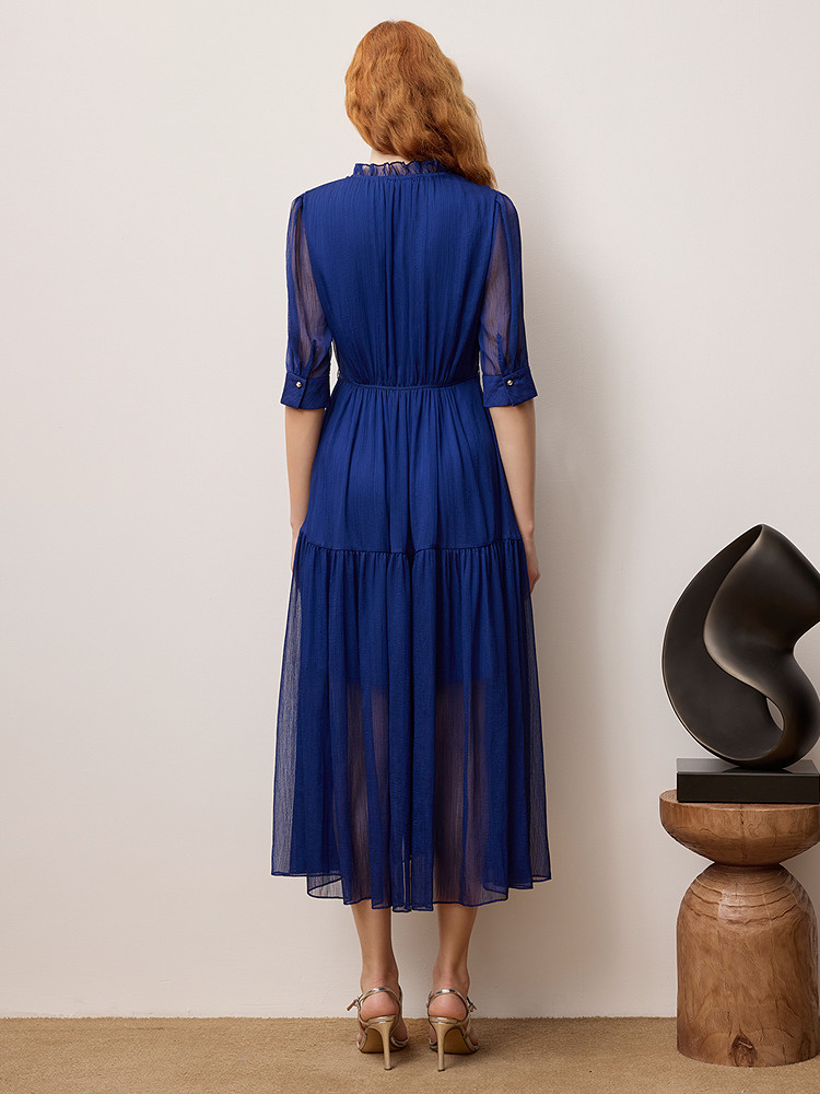 OBBLIGATO奥丽嘉朵专选2025秋季新品肌理感金属扣装饰连衣裙1C65305600