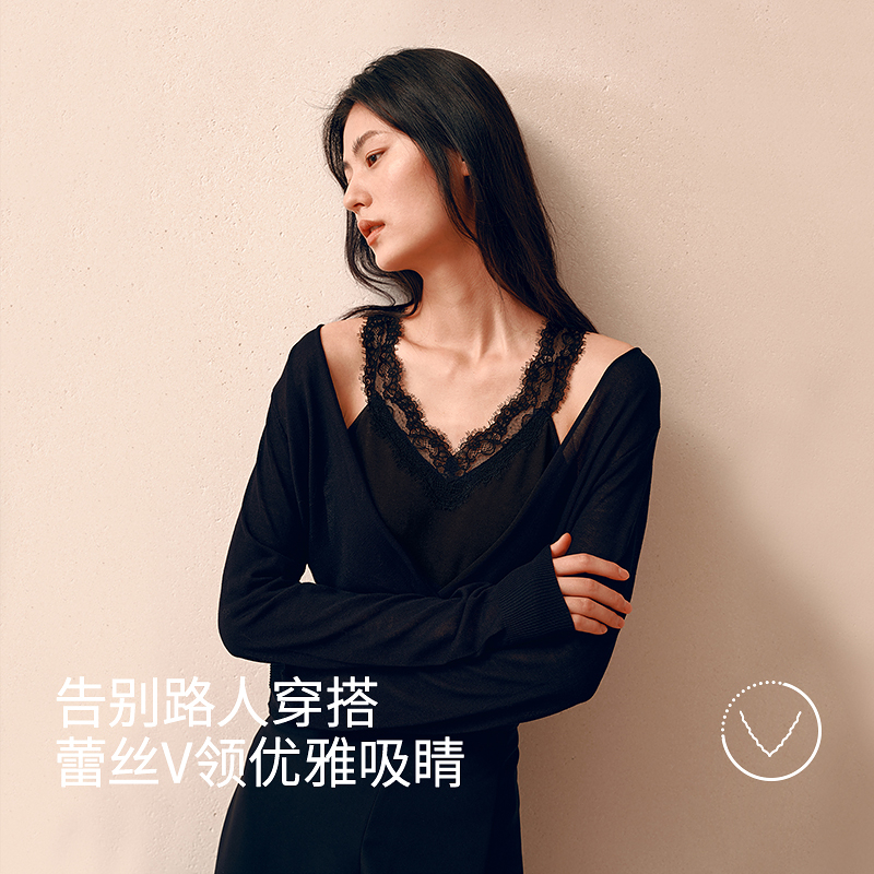 腈纶羊毛双面绒蕾丝背心8J35327100