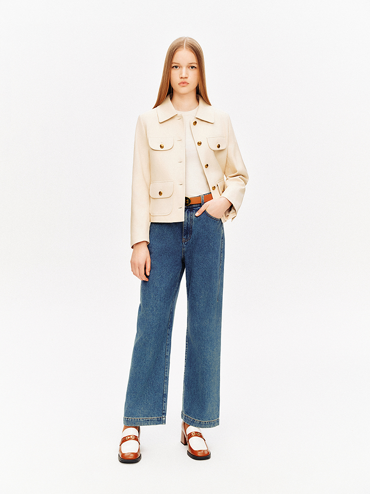 PSALTER诗篇 时尚翻领100%头层绵羊皮皮衣6C34309010