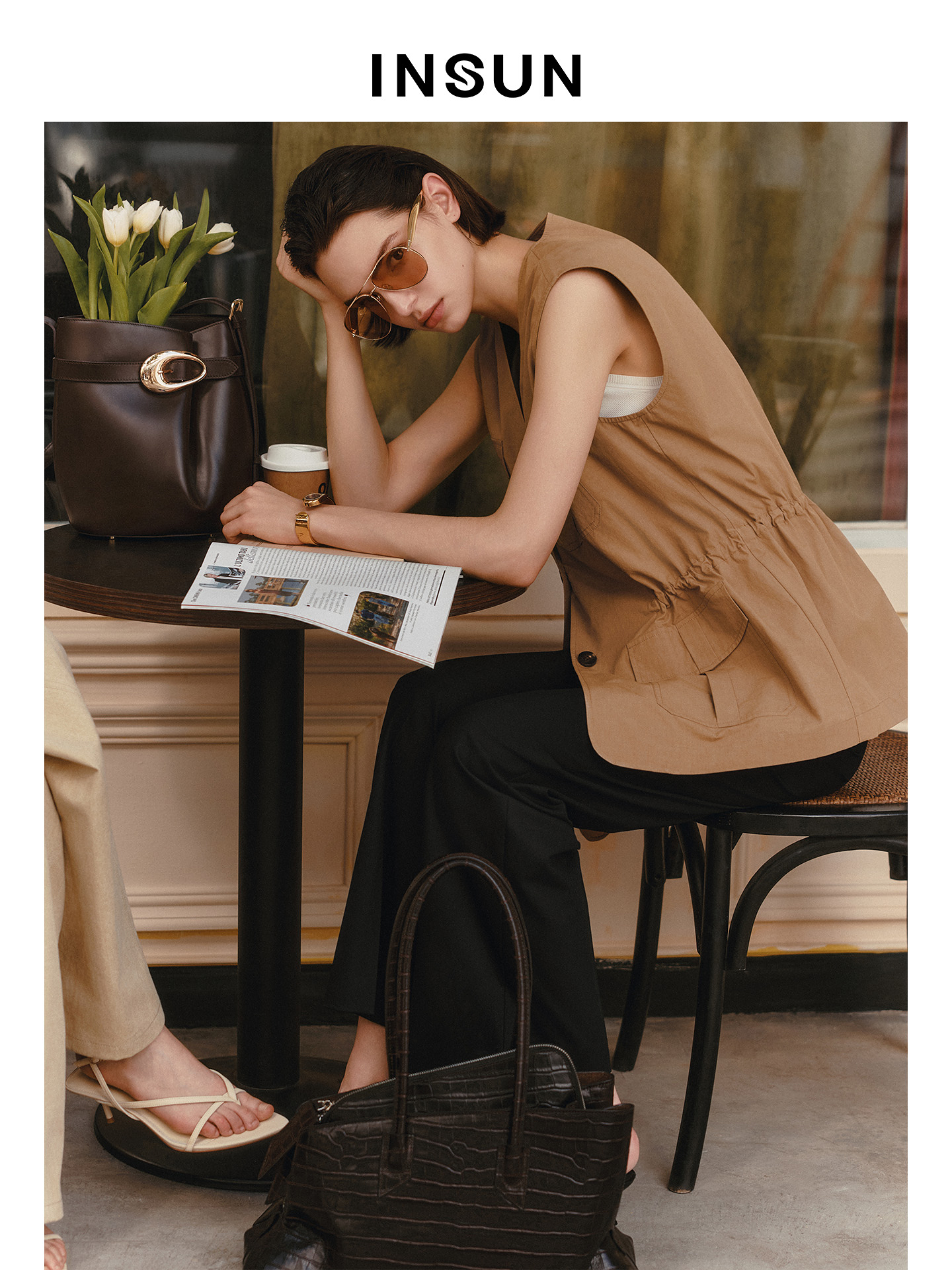 INSUN恩裳2026春季休闲百搭直筒型肌理感西裤9C36120180