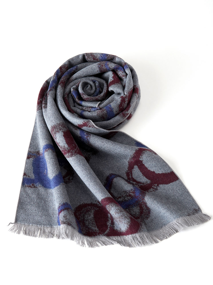 INSUN恩裳2024冬季时尚几何印花真丝丝巾9C34590030