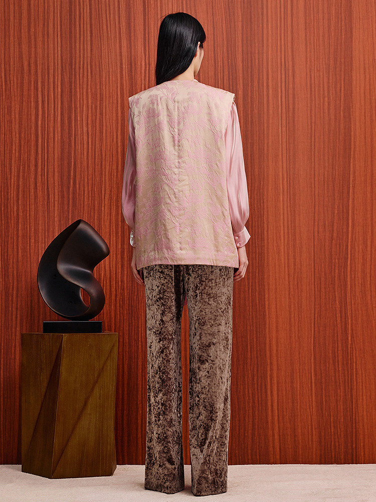 OBBLIGATO奥丽嘉朵2026春新款进口提花立体刺绣手工钉珠马甲棉袄1C36101530