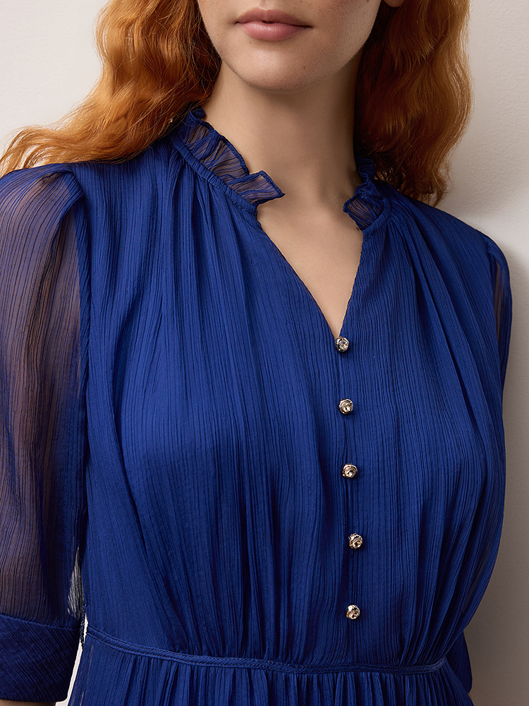 OBBLIGATO奥丽嘉朵专选2025秋季新品肌理感金属扣装饰连衣裙1C65305600