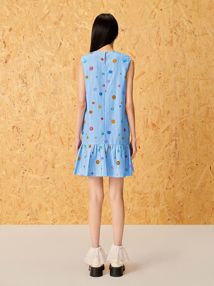 ToyzY2025夏季活力无袖低腰蓬蓬碎褶连衣裙ZC35205670